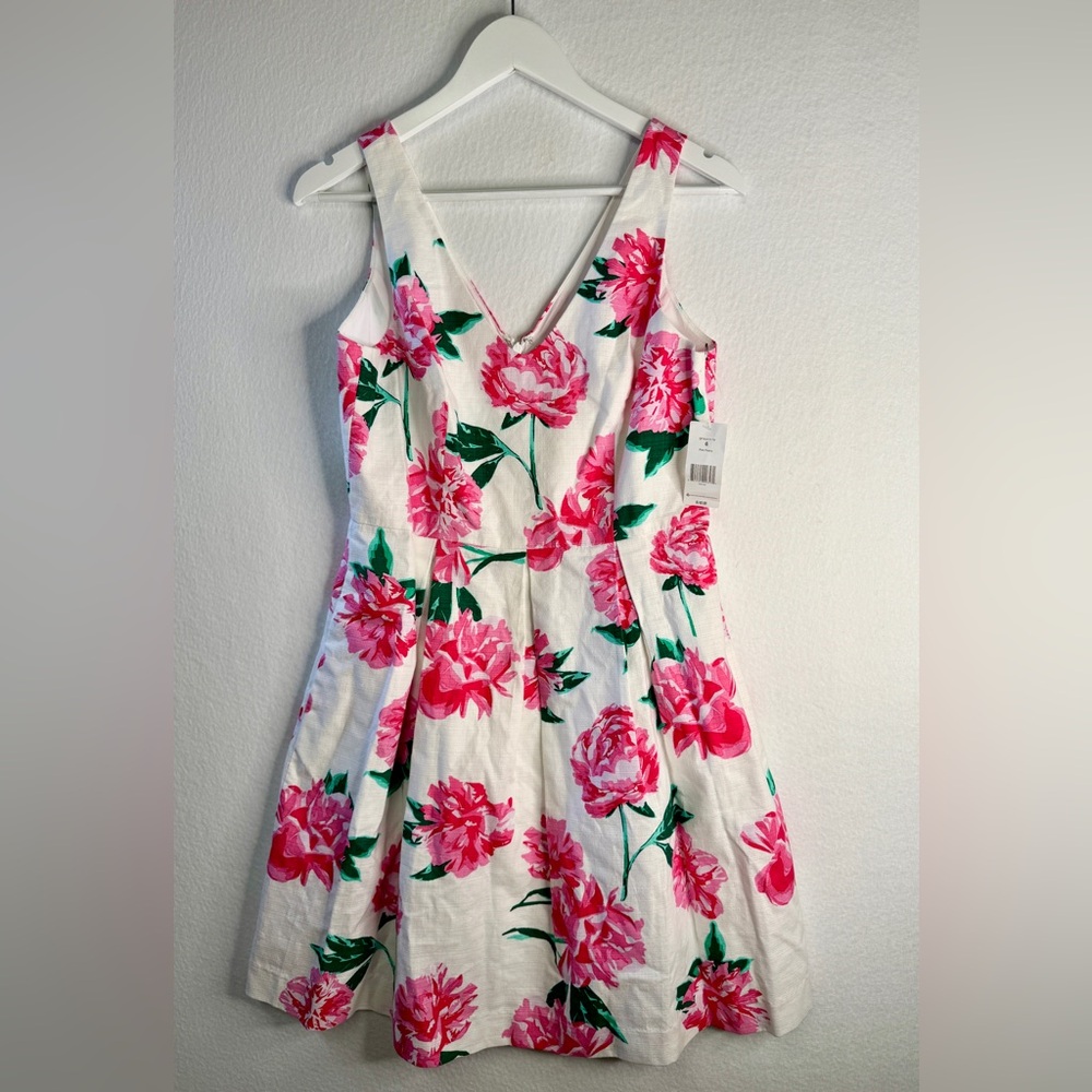 Blithe New York A Line Rose The Marie Floral Dress V Neck, Size 6, Derby Dress